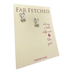 Far Fetched Bunny Rabbit Post Stud Earrings 925 Sterling Silver Fair Trade