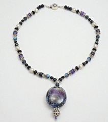 S. Silver Beaded «Galaxy» Statement Necklace Amythest, Onyx, Sodalite & More!