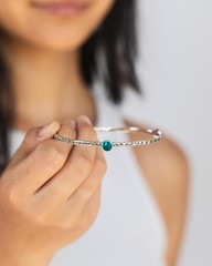 Versatile Handmade Bangle Bracelet with Three Glass Gems – Eco-Conscious Jewelry