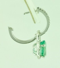 14K Solid White Gold Dangling Natural Emerald Diamond Earring Dangle 2.89 ct