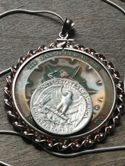 AQUARIUS Zodiac Coin .925 Bezel Horoscope Pendant 20″ Italian Snake Chain & Box