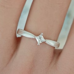 Custom Lab Diamond Princess Cut 3.5×3.5mm Solitaire Women Ring 10K White Gold