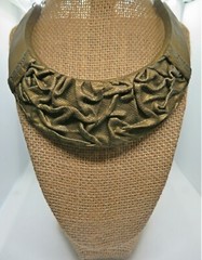 Collar Bib Faux Leather Statement Necklace Polymer Clay Unique gift for Her