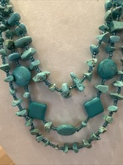Designer Original Multi Strand Sky Blue Turquoise Bead Chip Necklace New