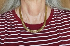 Gold Tone Mesh Chain Choker Necklace Wide Flat Link Statement Collar Jewelry