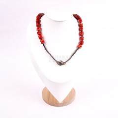Coral Agate Stone Necklace, Natural Gemstone Beads, Handmade Jewelry,