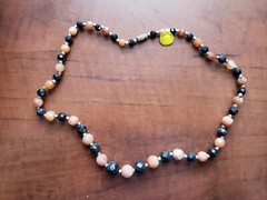 COLLECTIBLE *HAND-MADE *GENUINE STONE NECKLACE- 20 INCHES LONG, 6-10MM