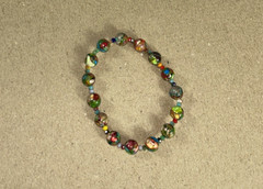 Handmade Stretchy Bracelet Jasper Stone Multi Color Size Glass Beads