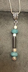 Handmade Hematite & Blue Quartz Gemstone Pendant On Silver Snake Chain