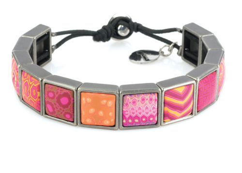 NEW JILZARA Handmade Clay Beads MOROCCO ORANGE BURGUNDY Square Wrap Bracelet