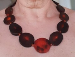 Natural Authentic Water Buffalo Horn Chunky Necklace Irregular Oval Shape 18.5″