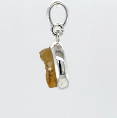 925 Sterling Silver Natural Raw Cut Yellow Citrine Oval Pendant – Rough Gemstone