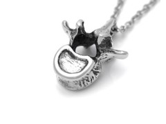 Lumbar Vertebrae Pendant Necklace Handmade in Pewter on Stainless Steel Chain