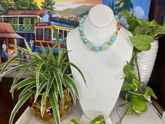 Bold Beads Handmade Turquoise and Clear Quartz Necklace- MADE IN JAMAICA🇯🇲