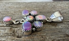 Sterling Silver Native Style SW Genuine Lab Created Balloon Opal Cloud Pendant