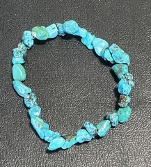 Hubei Turquoise Stretch Bracelet 6.5in (blue/green) Natural/Stabilized handmade