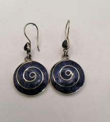 Handmade Alpaca Earrings with Inlaid Stone