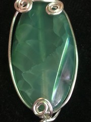 SA1005 – Wire Wrapped Green Dragon Vein Agate Marquise Pendant