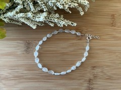 New! Moonstone, Czech Glass & Sterling Silver Handmade Anklet 9 7/8 to 11in.-A88