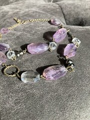 Genuine Ametrine Stone necklace. Faceted. Brass Chain Necklace. Rare.
