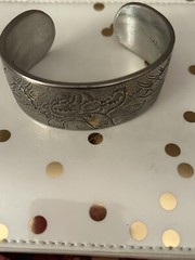 Salisbury Pewter Cuff Bracelet Wide Cuff January Flower of the Month 1 Inch NWOT