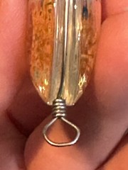 Silver Wrapped Resin Domed Pendant with dried flowers & cute pair of owls
