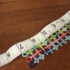 HANDMADE. Color Squares 3 Row Cuff Bracelet. 7″