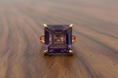 Amethyst Ring Anemone Jewelry Square Cut 14k Rose Gold Filled Statement