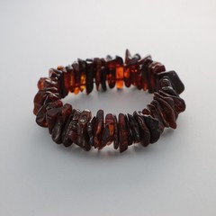 Cherry / Brown BALTIC AMBER Stretch Bracelet Lithuania Natural and Genuine #247e