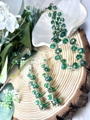 Handmade Sparkling Beaded Necklace and Earring Set with Toggle Clasp