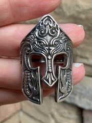 Huge Handcrafted Sterling Silver Ring Viking Warrior Helmet Size 11