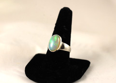 Sterling Silver Ring Ethiopian Opal Gemstone Handcrafted Size 9