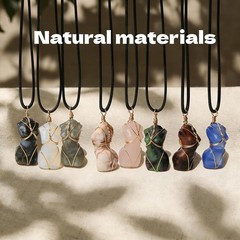 Handcrafted Natural Stone Female Form Pendant Necklace High Color Retention Copp
