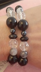 Designer Studio Barse Black Onyx Hematite Quartz Beaded Bracelet size Average