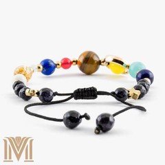 Solar System Bracelet – Gemstone Planets, Adjustable Galaxy Jewelry, Fits 5″-9″
