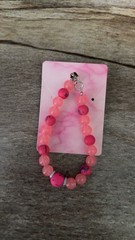 Handmade Beaded Glass Acrylic Bracelet Barbie Core Pink Vibrant Adjustable Gift