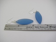 Sea Glass Earrings Ocean Blue Silver Plated USA Handmade Jewelry Resort Hawaii
