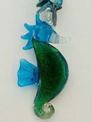 Blown Glass Seahorse And Glass Bead Necklace