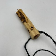 Wooden Totem Tiki Pendant Necklace Hand Carved 3.5″ Black String Adjustable