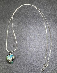 18K Rolled Gold Filled Chain, Blown Glass, Crystal Pendant, 24”