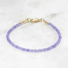 Tiny 2mm Tanzanite Bracelet, Delicate Gold Filled or Silver