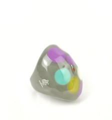 Sobral Rare Bolas Oval Multicolor Polka Dot Gray Artist Made Ring Size 8.25