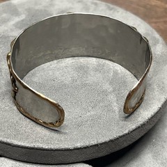 Artisan Mixed Metal Cuff Bracelet Christian Themed Gold Copper Silver Tones