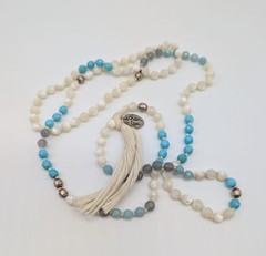 Chan Luu Necklace Sterling Turquoise Amazonite Mother Of Pearl Gray Quartz 18.5″