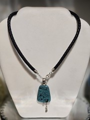 Southwestern 925 Sterling Silver woven Leather choker Necklace turquoise