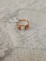 Natural Gemstone Ring Matte Sea Sediment Crystal Copper Ring Handmade Size 7