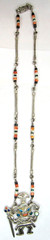 Peru 950 Sterling Silver Multi Stone Inlay Warrior King Pendant Heishi Necklace