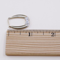 1”, Jordan vermeil gold over sterling silver loop earrings, 925 hoops with Cz