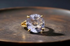 Tanzanite Ring Rose Gold 14k Gold Filled 16mm Round Engraved Jewelry