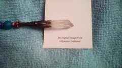Blue AGATE Beads Wannabe Twin LEMURIAN Point Crystal PENDANT Wand Ornament
